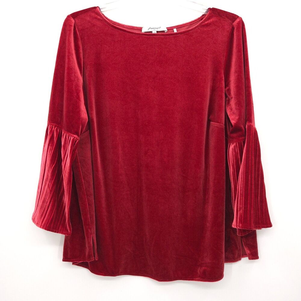 Foxcroft  red velvet Bell sleeve top Plus Size 16w‎ stretch Holiday Christmas